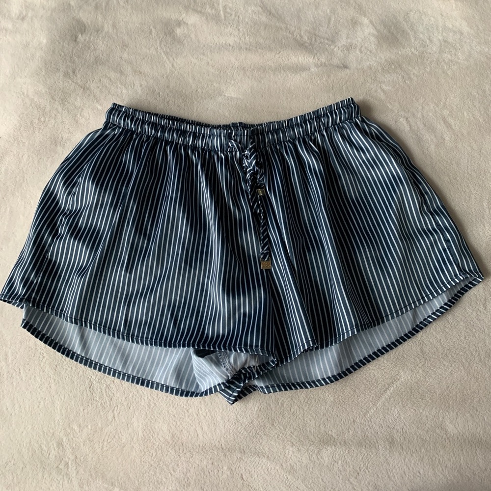 Navy & white satin pj shorts